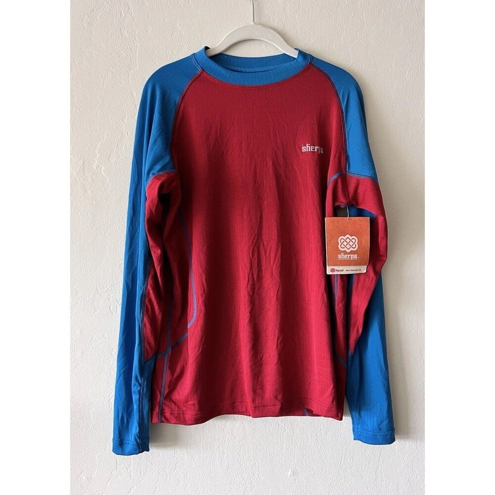NWT Men’s Sherpa Base Layer Long Underwear Shirt Size Medium Red/ Blue